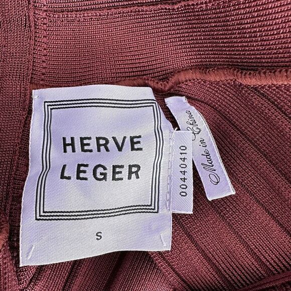 Herve Leger Sophia Bandage Dress Maxi Ball Gown Beet Red Size S Boat Neck Flare - Picture 10 of 11